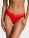 Трусики-стринги женские хлопковые с логотипом Victoria's Secret Logo Cotton Shine Patch Thong Panty красные bpq-x2d-dky фото 1