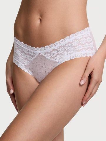 Трусики-чики женские кружевные Victoria's Secret Daisy Lace Cheeky Panty белые hro-wcz-b74 фото
