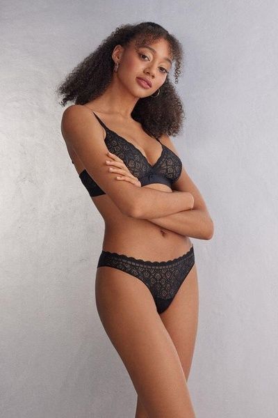 Трусики-бразиліана жіночі мереживні з мікрофібри Intimissimi Lace and Microfiber Brazilian чорні SBD96M4 фото