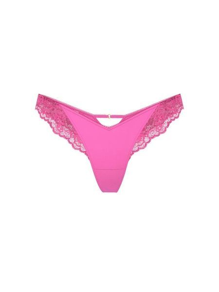 Трусики-стринги люксовые Victoria's Secret Rose Lace-Trim High-Leg Thong Panty розовые fpt-5rn-1i1 фото