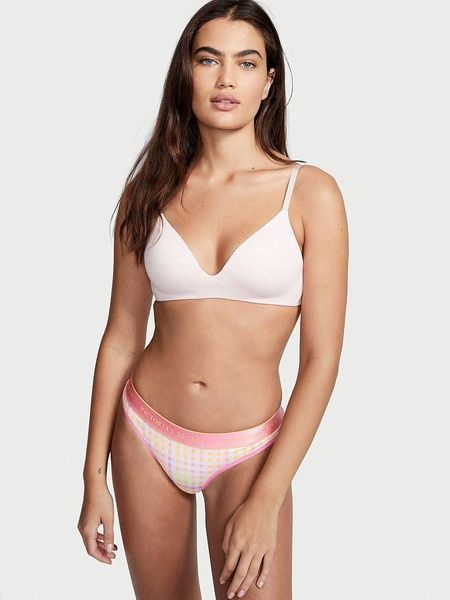 Трусики-стринги женские хлопковые Victoria's Secret Logo Cotton Thong Panty розовые y23-16s-08v фото
