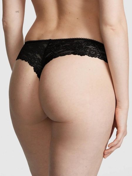 Трусики-стринги женские бесшовные PINK Victoria's Secret No-Show Thong Panty черные ejk-11g-u1e фото