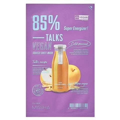 Тканевая маска для лица Missha Talk Vegan Squeeze Super Energizer, 27 г a13-1i8 фото