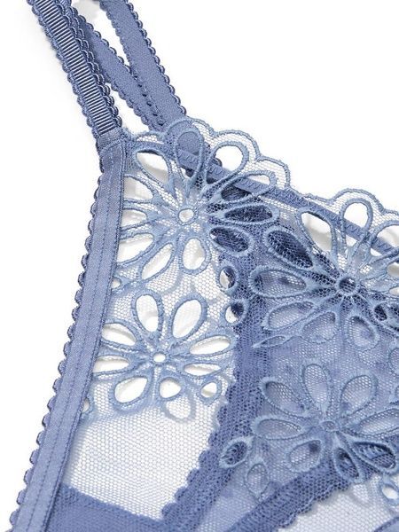 Трусики-стрінги мереживні з подвійними резинками Victoria's Secret Eyelet Mesh Strappy String Thong Panty сині ur0-0gt-s4p фото