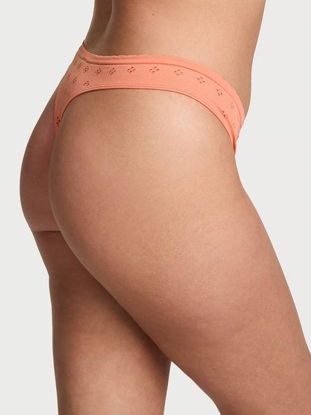 Трусики-стринги женские с микрофибры Victoria's Secret Seamless Eyelet Thong Panty персиковые vy5-hk4-mh5 фото