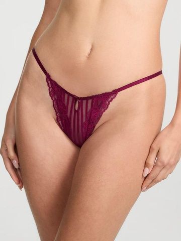Трусики-стринги женские кружевные Victoria's Secret Lacie Sheer Heritage String Thong Panty&nbsp;бордовые wgz-g5v-080 фото