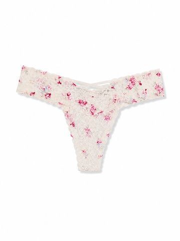 Трусики-стринги женские кружевные Victoria's Secret Lace Thong Panty белые  j30-8y6-wnd фото