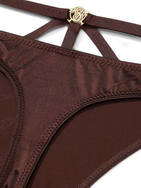 Трусики-стринги женские люксовые Victoria's Secret So Obsessed Strappy Thong Panty коричневые lq5-c06-7jr фото