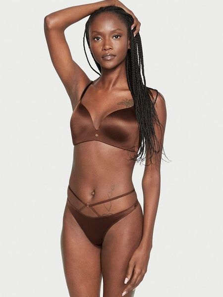 Трусики-стринги женские люксовые Victoria's Secret So Obsessed Strappy Thong Panty коричневые lq5-c06-7jr фото