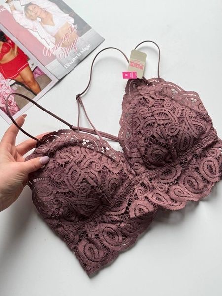 Бюстгальтер-бралет PINK Victoria's Secret Lace Bralette коричневий 0b9-c5b фото
