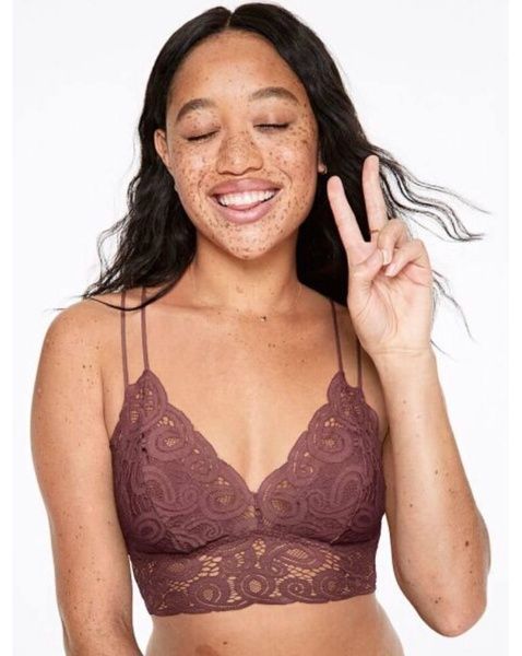 Бюстгальтер-бралет PINK Victoria's Secret Lace Bralette коричневий 0b9-c5b фото