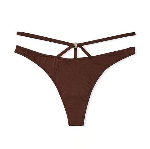 Трусики-стринги женские люксовые Victoria's Secret So Obsessed Strappy Thong Panty коричневые lq5-c06-7jr фото