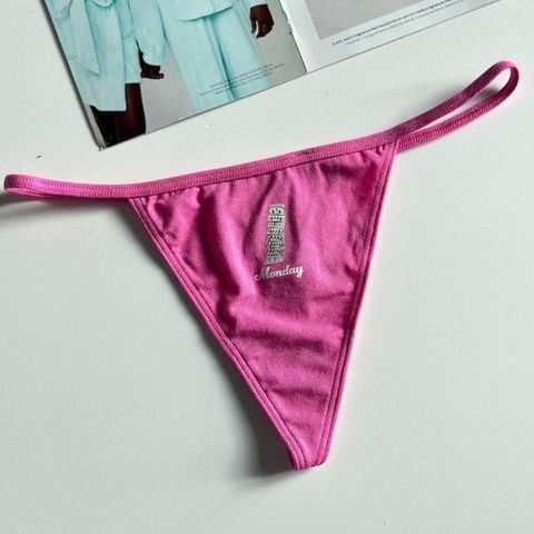 Трусики-стринги женские хлопковые Victoria's Secret Thong Panty розовые oyh-lgq-359 фото