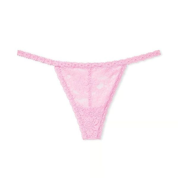 Трусики-стринги кружевные женские PINK Victoria's Secret Wink V-String Panty розовые bp0-80l-rol фото