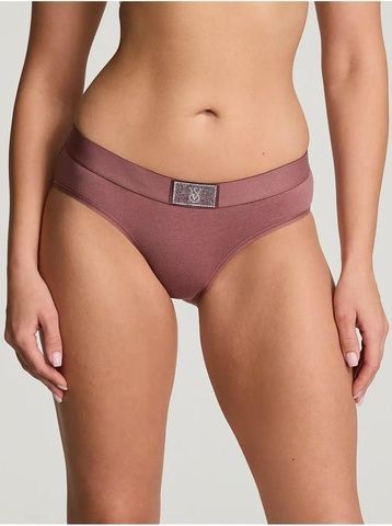 Трусики-хипстер женские Victoria's Secret Logo Cotton Shine Patch Hiphugger Panty пудровые br1-5j2-mjg фото