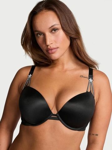 Бюстгальтер с пуш-ап со стразами Victoria's Secret Starstruck Shine Strap Push-Up Bra черный bz3-zwn-km4 фото