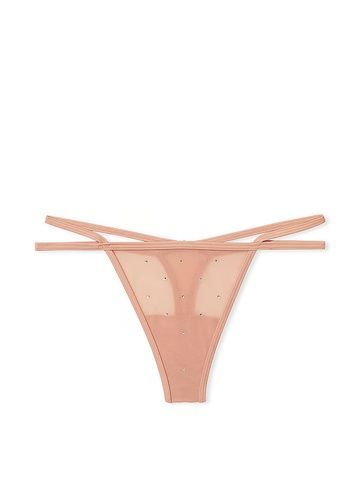 Трусики-стринги женские со стразами PINK Victoria's Secret Thong Panty бежеві, Трусики-стринги 9jt-bmc-5s9 фото