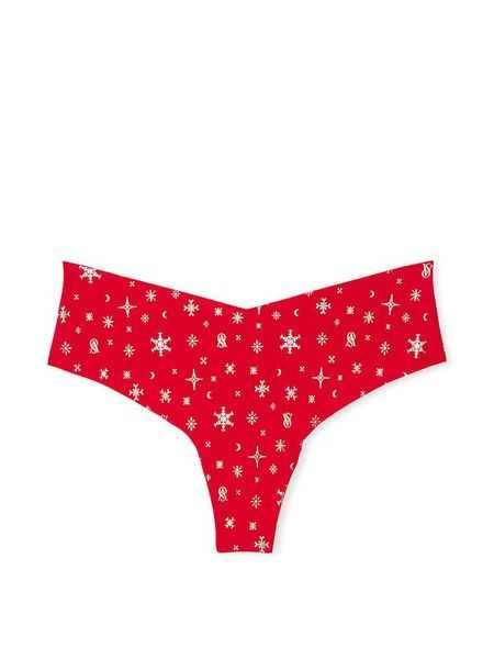 Трусики-стринги женские бесшовные Victoria's Secret No-Show Thong Panty красные t5p-fdj-7zb фото