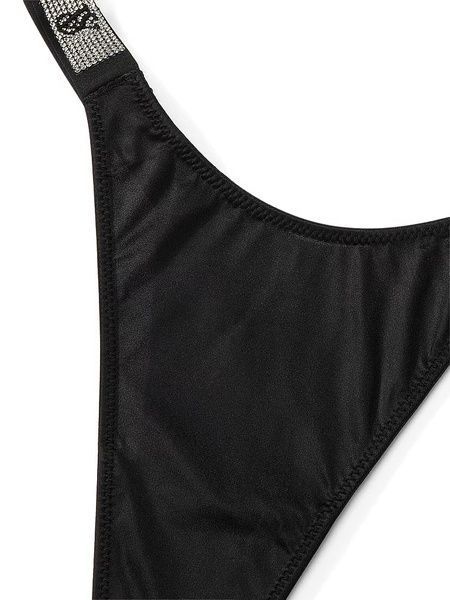 Стрінги люксові зі стразами чорні Victoria's Secret Smooth Shine Strap Thong Panty ncv-ewm-j4u фото