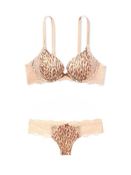 Бюстгальтер с пуш-ап Victorias Secret Smooth Satin Dream Angels Push-Up леопардовый r7p-urs-acp фото