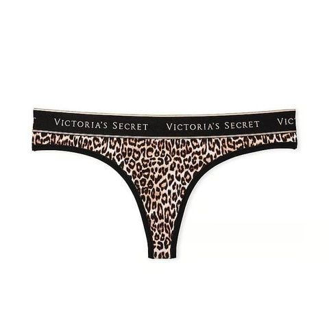 Трусики-стринги женские хлопковые Victoria's Secret Logo Cotton Thong Panty леопардовые kmq-1iy-91k фото