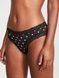 Трусики-чики женские хлопковые с кружевом с принтом Victoria's Secret Lace-Waist Cotton Cheeky Panty черные w4j-oky-yqn фото 1