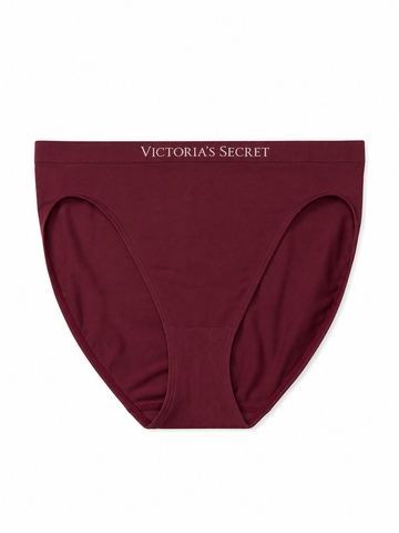 Трусики-бикини женские из микрофибры высокие Victoria's Secret Seamless High-Leg Brief Panty бордовые  nh3-2m9-i0o фото