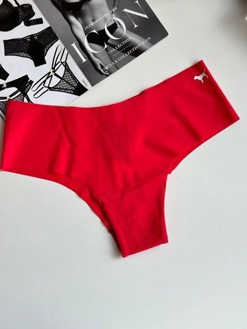 Трусики-чики женские бесшовные PINK Victoria's Secret красные 985-sco-cvr фото