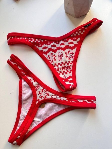 Трусики-стрінги жіночі PINK Victoria's Secret червоні 800-575 фото