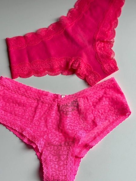 Трусики-чіки жіночі бавовняні з мереживом PINK Victoria's Secret рожеві so2-uhq-cvg фото