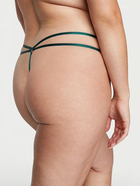 Трусики-стрінги жіночі люксові мереживні Victoria's Secret Shimmer Embroidery Strappy зелені dei-xdi-vfe фото