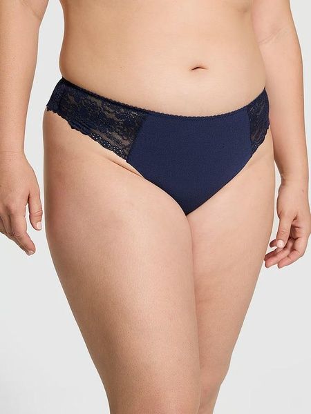 Трусики-стрінги жіночі безшовні PINK Victoria's Secret No-Show Thong Panty сині f0f-bwj-42k фото