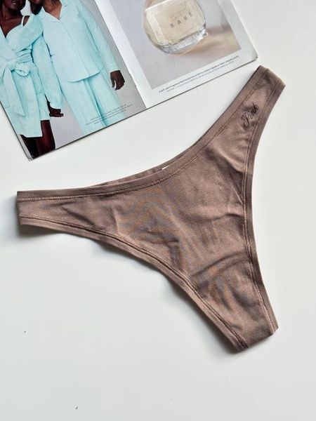 Трусики-стрінги жіночі PINK Victoria's Secret Thong Panty коричневі puq-1z6-ojm фото