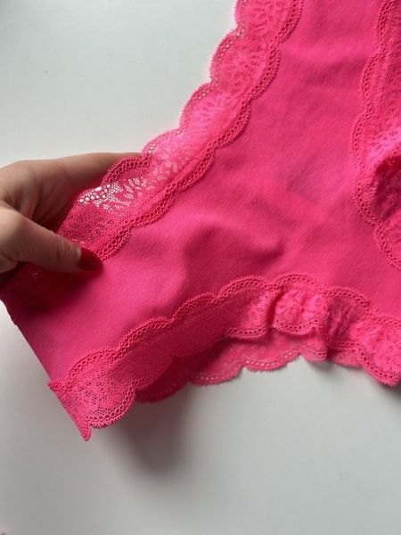 Трусики-чіки жіночі бавовняні з мереживом PINK Victoria's Secret рожеві so2-uhq-cvg фото