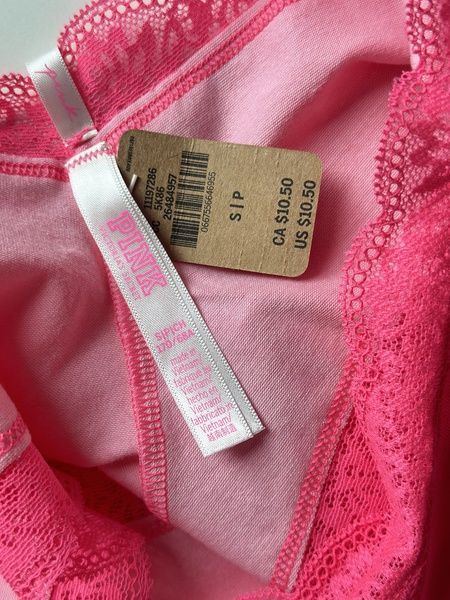 Трусики-чіки жіночі бавовняні з мереживом PINK Victoria's Secret рожеві so2-uhq-cvg фото