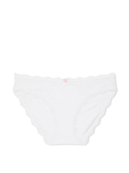 Трусики-бикини женские хлопковые Victoria's Secret Heart Eyelet Cotton Bikini Panty белые as4-18o-ipy фото