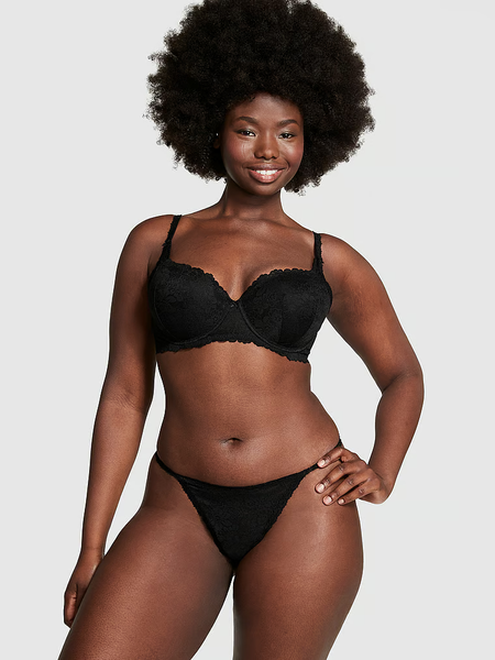 Трусики-стрінги жіночі PINK Victoria's Secret Wink V-String Panty чорні egk-9u3-6h6 фото
