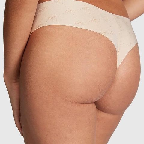 Трусики-стринги женские бесшовные PINK Victoria's Secret No-Show Thong Panty бежевые gvd-v4e-ejz фото