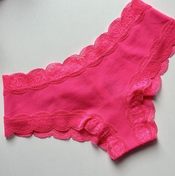 Трусики-чіки жіночі бавовняні з мереживом PINK Victoria's Secret рожеві so2-uhq-cvg фото