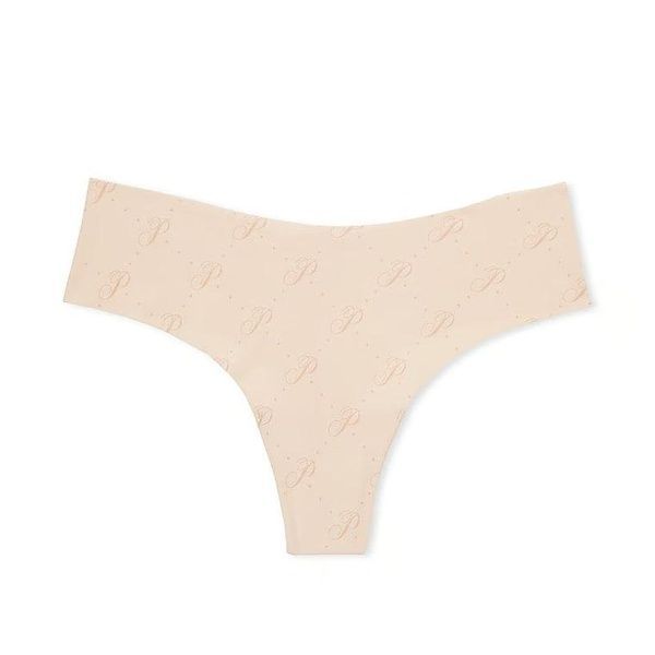 Трусики-стрінги жіночі безшовні PINK Victoria's Secret No-Show Thong Panty бежеві gvd-v4e-ejz фото