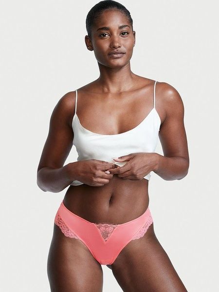 Трусики-стрінги жіночі люксові Victoria's Secret персикові rl7-zke-j3a фото