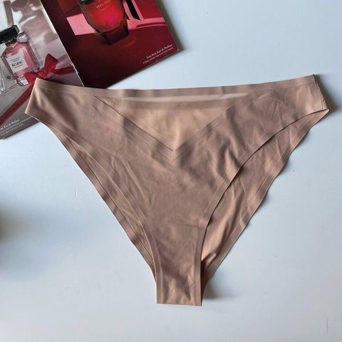 Трусики-бикини женские люксовые бесшовные Victoria's Secret бежевые x8u-omw-iqe фото