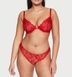 Трусики-стринги женские кружевные люксовые Victoria's Secret Floral Embroidered Thong Panty красные nzh-qwu-v60 фото 3