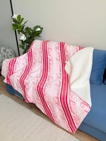 Плед розовый в полоску Victoria's Secret Cozy-Fleece Blanket 5bc-654 фото