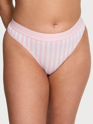 Трусики-стринги женские хлопковые с логотипом Victoria's Secret Logo Cotton Thong Panty розовые 261-6xb-m46 фото
