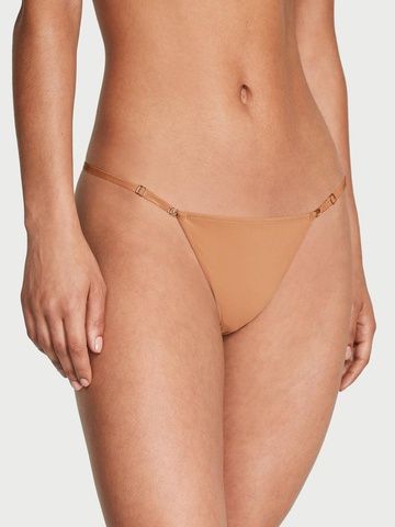 Трусики-стринги женские люксовые Victoria's Secret Adjustable String Thong Panty светло-коричневые 04j-f4t-449 фото