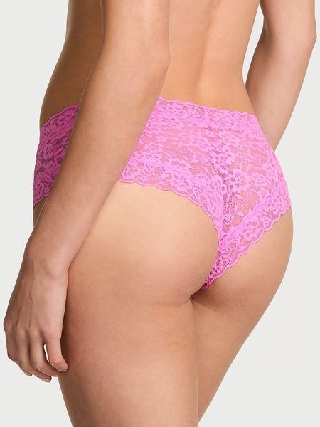 Трусики-чики женские кружевные Victoria's Secret Lace- Cheeky Panty розовые  hhy-hq3-fcc фото