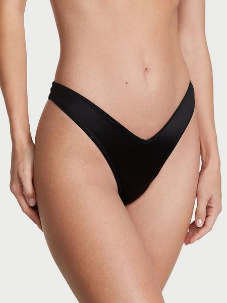 Трусики-стринги женские люксовые Victoria's Secret Strappy Back High-Leg Thong Panty черные 969-cqt-q5o фото
