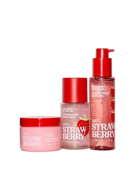 Подарунковий набір Victoria's Secret PINK Strawberry Let's Glow Away Shimmer Travel Set 25166997 фото