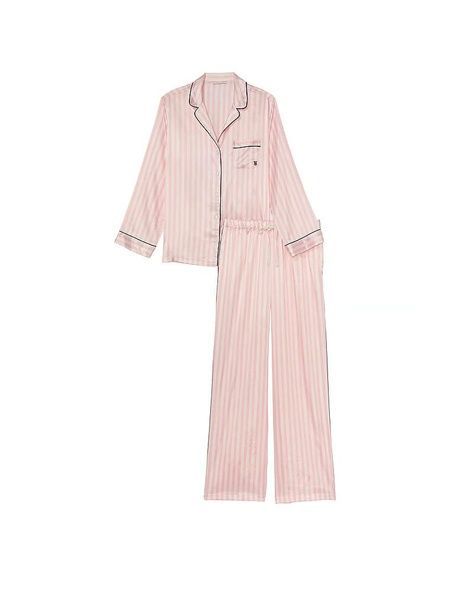 Пижама сатиновая розовая (штаны+рубашка) Victoria's Secret Satin Long Pajama Set REGULAR ixt-nqj-w6x фото